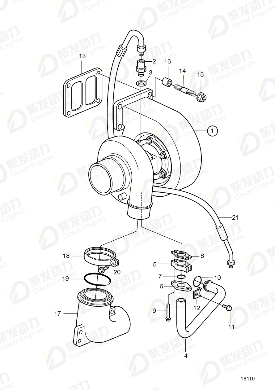 volvo penta Oil return pipe 3826658 Drawing volvo penta Oil return pipe 3826658 Drawing